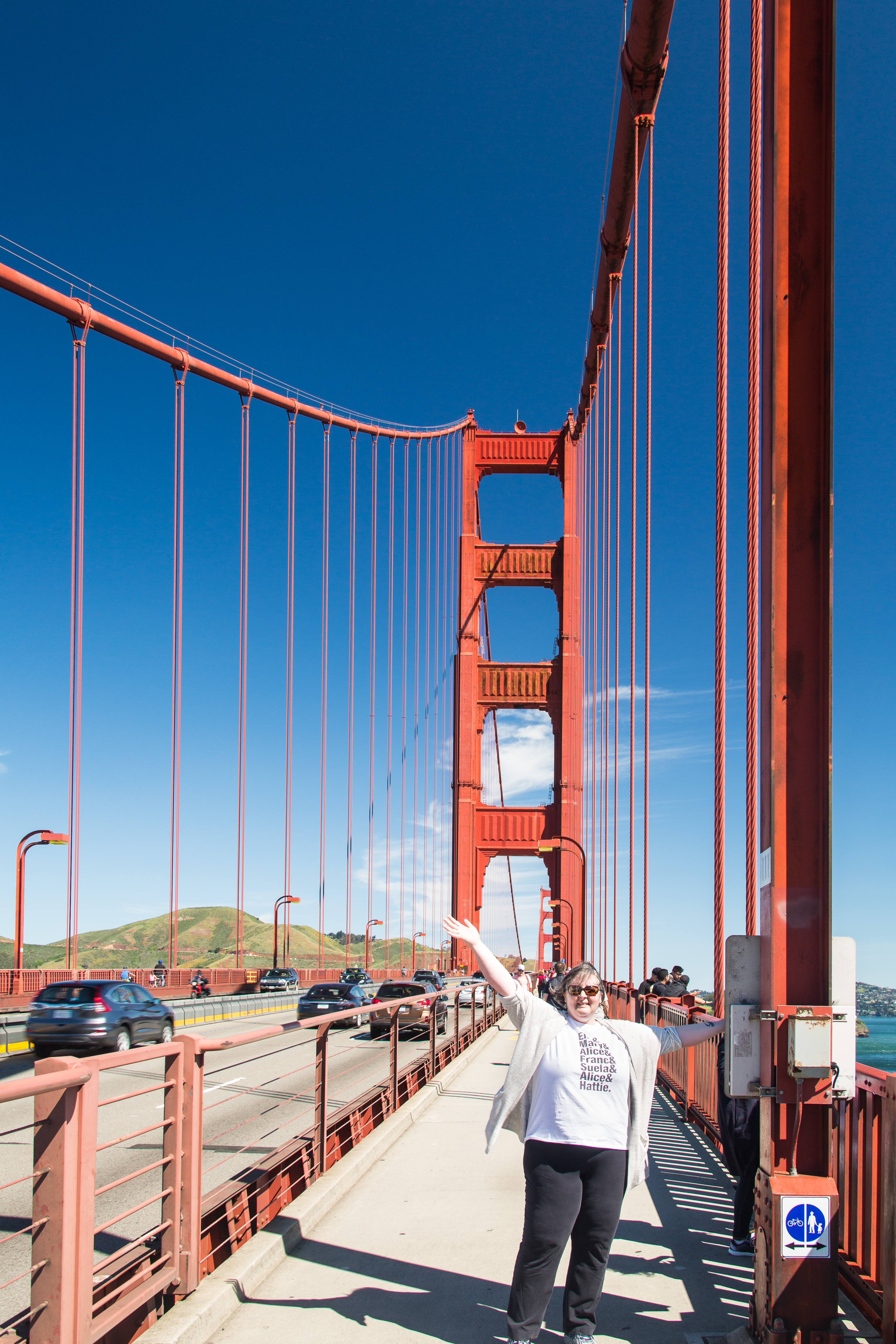 Chiara on the Golden Gate Bridge. April 2016.